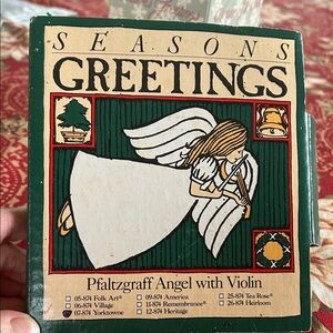 Pfaltzgraff Seasons Greetings Angel Sign with Violin 1989 Edition